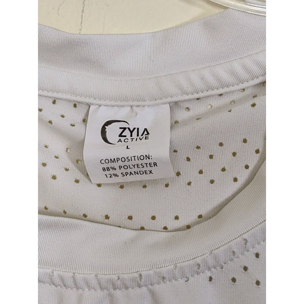 Zyia Active Womens Large White Perforated Athletic Tank Top Sleeveless High Neck - Picture 4 of 4